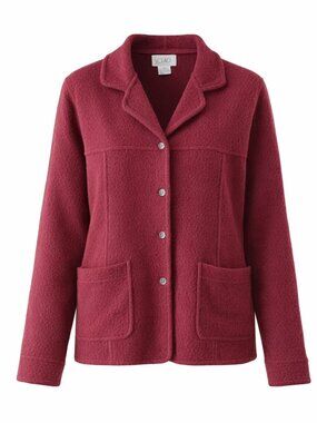 Vintage Womens Y2K Cleo Oxblood 100% Boiled Wool Button Chore Jacket M